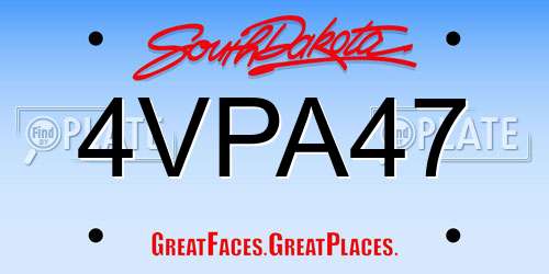 4VPA47 South Dakota License Plate