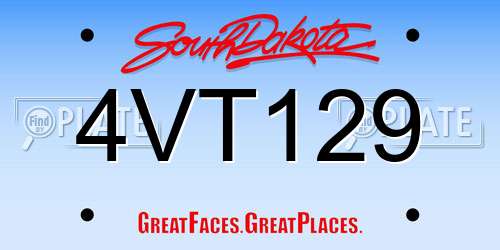 4VT129 South Dakota License Plate