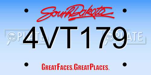 4VT179 South Dakota License Plate