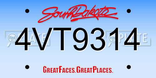 4VT9314 South Dakota License Plate