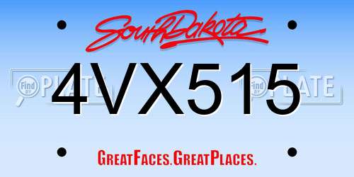 4VX515 South Dakota License Plate