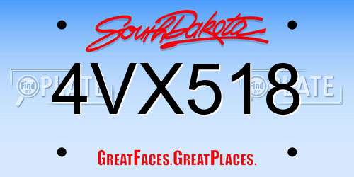 4VX518 South Dakota License Plate