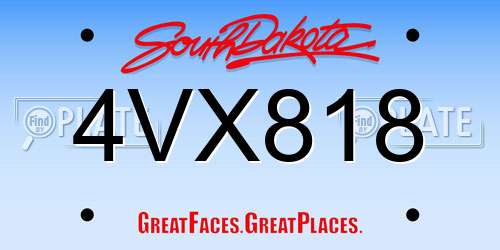 4VX818 South Dakota License Plate