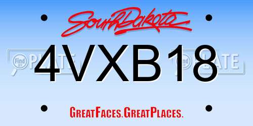 4VXB18 South Dakota License Plate