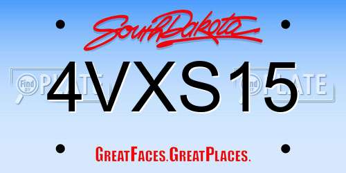 4VXS15 South Dakota License Plate