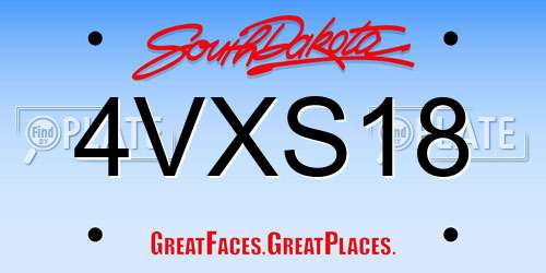 4VXS18 South Dakota License Plate