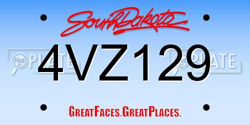 4VZ129 South Dakota License Plate