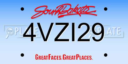 4VZI29 South Dakota License Plate