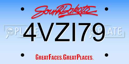 4VZI79 South Dakota License Plate