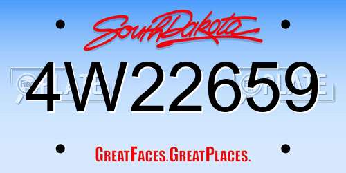 4W22659 South Dakota License Plate