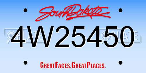 4W25450 South Dakota License Plate