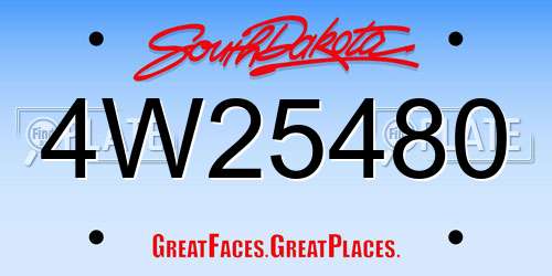 4W25480 South Dakota License Plate
