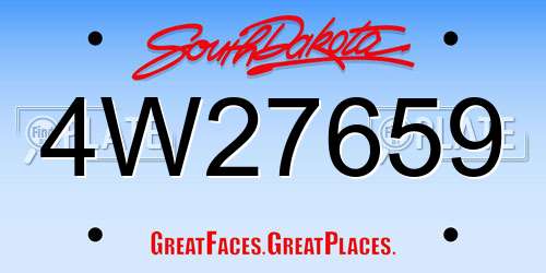4W27659 South Dakota License Plate