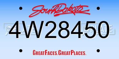 4W28450 South Dakota License Plate