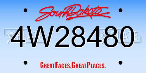 4W28480 South Dakota License Plate