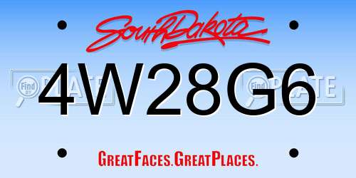 4W28G6 South Dakota License Plate