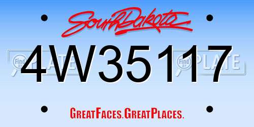 4W35117 South Dakota License Plate