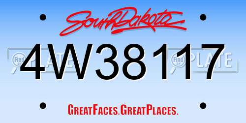 4W38117 South Dakota License Plate