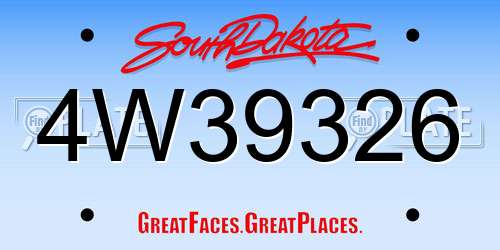 4W39326 South Dakota License Plate