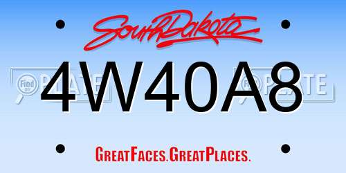 4W40A8 South Dakota License Plate