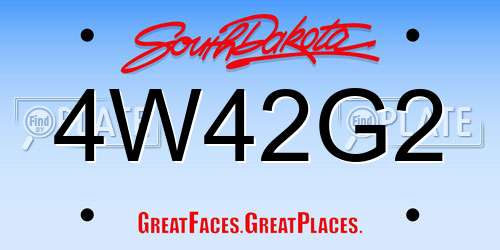 4W42G2 South Dakota License Plate