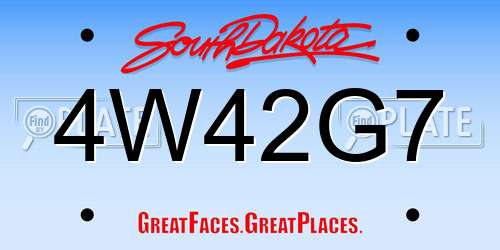 4W42G7 South Dakota License Plate