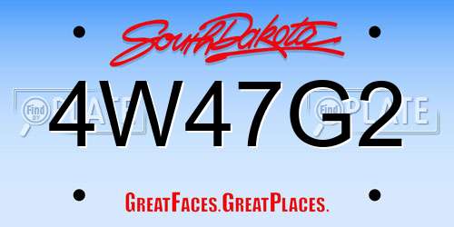 4W47G2 South Dakota License Plate