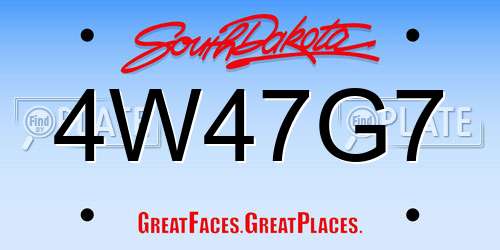 4W47G7 South Dakota License Plate