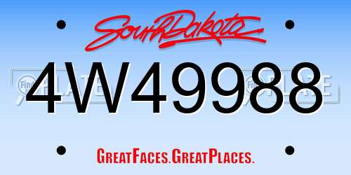 4W49988 South Dakota License Plate