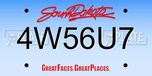 4W56U7 South Dakota License Plate