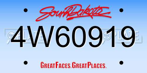 4W60919 South Dakota License Plate