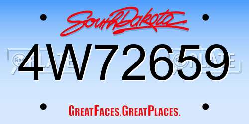 4W72659 South Dakota License Plate