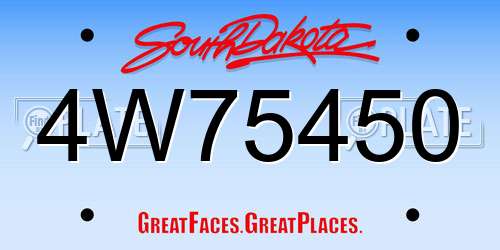 4W75450 South Dakota License Plate