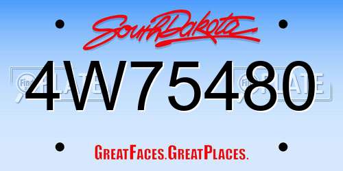 4W75480 South Dakota License Plate