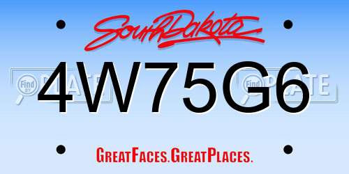 4W75G6 South Dakota License Plate