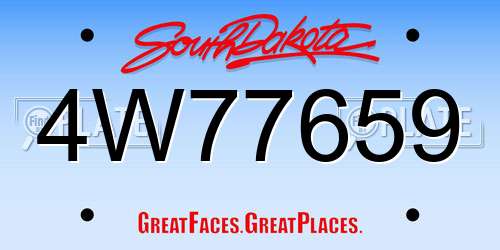 4W77659 South Dakota License Plate