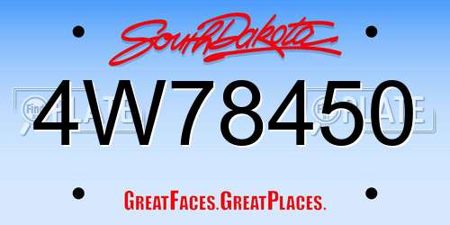 4W78450 South Dakota License Plate