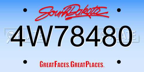 4W78480 South Dakota License Plate