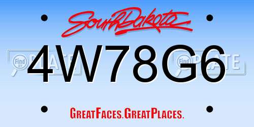 4W78G6 South Dakota License Plate