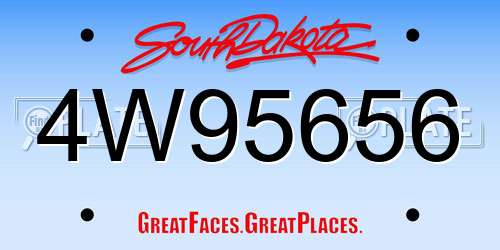 4W95656 South Dakota License Plate