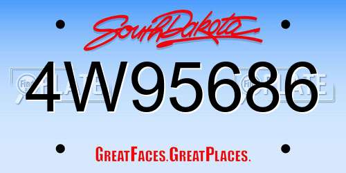 4W95686 South Dakota License Plate