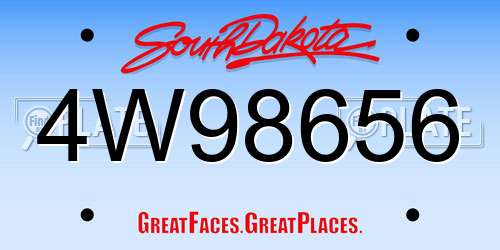 4W98656 South Dakota License Plate