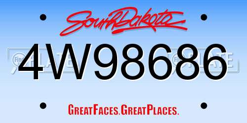 4W98686 South Dakota License Plate