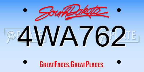 4WA762 South Dakota License Plate