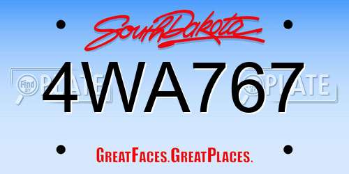 4WA767 South Dakota License Plate