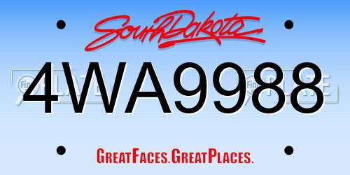 4WA9988 South Dakota License Plate