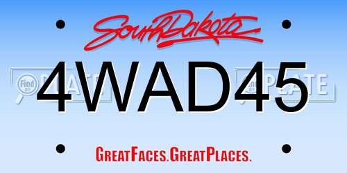 4WAD45 South Dakota License Plate