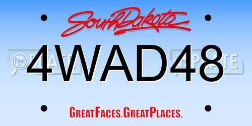 4WAD48 South Dakota License Plate