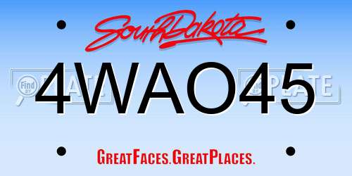 4WAO45 South Dakota License Plate