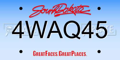 4WAQ45 South Dakota License Plate